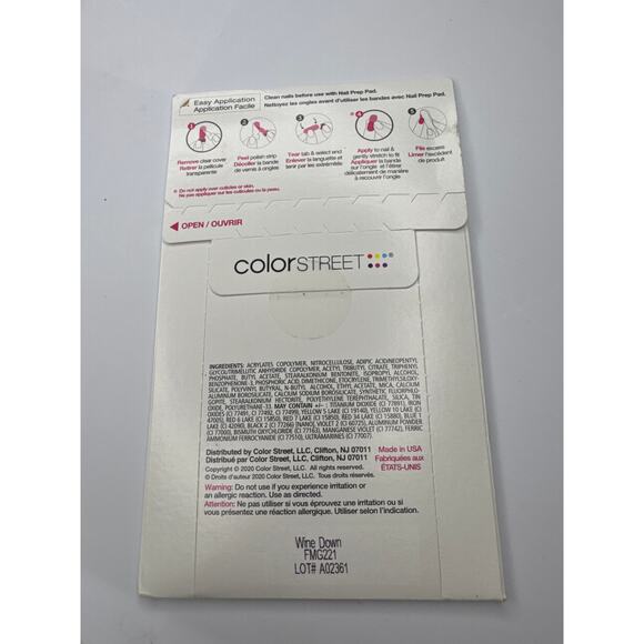 NWT Color Street "Wine Down" Deep Red Silver Glitter Nail Strips - Picture 4 of 4